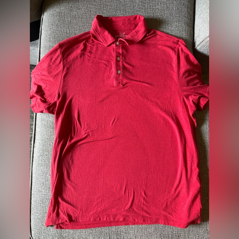 Vineyard Vines Mens Red Polo Shirt Classic Design Short Sleeve Pique Cotton XL
